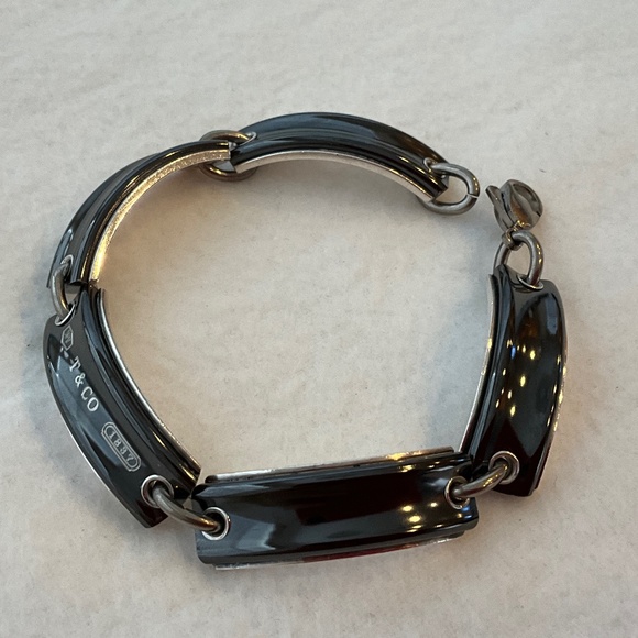 TIFFANY & CO. Vintage 1837 Silver & Midnight Titanium Bar Link Bracelet - Picture 6 of 16